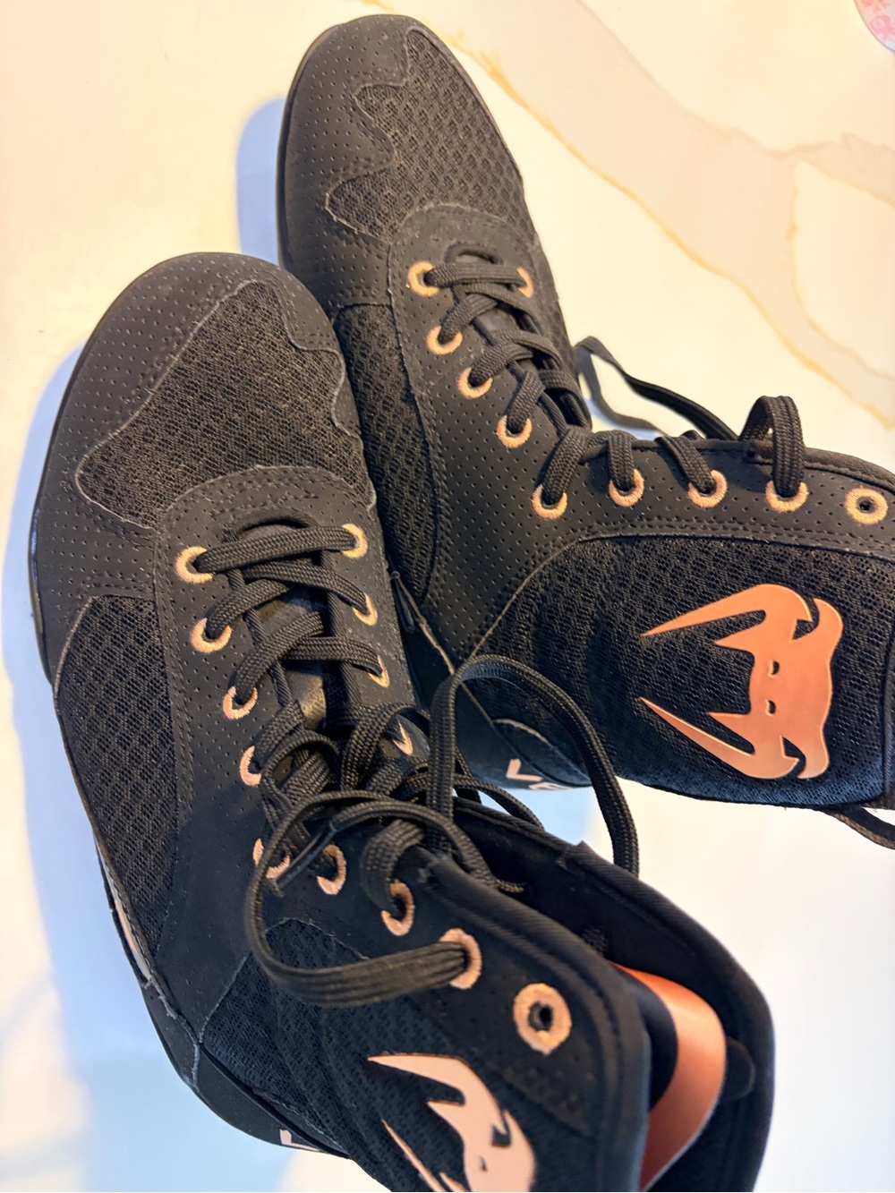 Venum boxing Black Lace-Up shoes with Rose Gold Accents